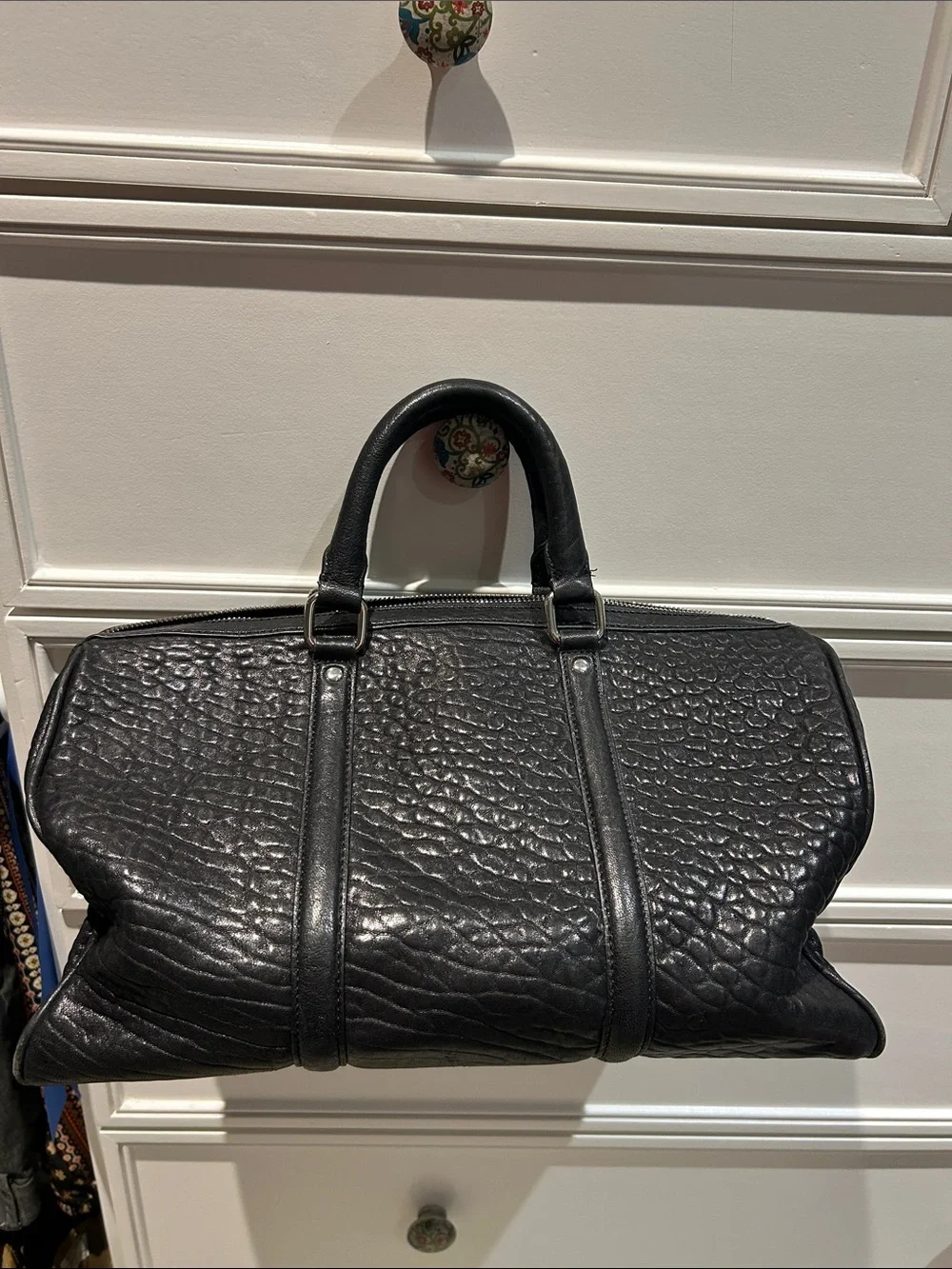 Charles Jourdan Black Textured Leather Travel Tote - Picture 1 of 3